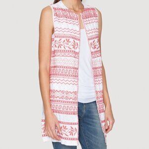 Johnny Was Dahlia Embroidered Linen Vest Cardigan Duster Top XL Excellent